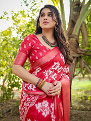 Demanding Printed Silk Red Color Saree