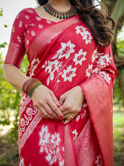 Demanding Printed Silk Red Color Saree