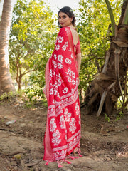 Demanding Printed Silk Red Color Saree