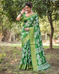 Demanding Printed Silk Perrot Color Saree