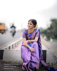 Exotic Soft Lichi Silk Purple Color Saree