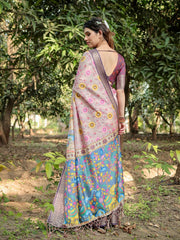 Fabulous Wine Color Printed Silk Saree