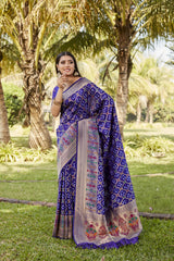 Glorious Bandhej Silk Royal Blue Color Saree