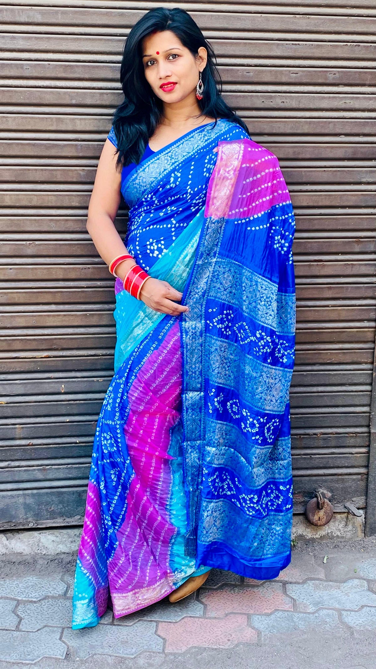 Precious Bandhej Silk Multi Color Saree