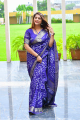 Charming Bandhani Silk Blue Color Saree