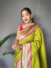 Elegant Paithani Silk Lemon Color Saree