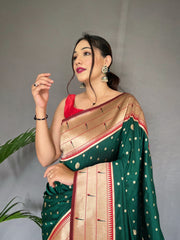 Elegant Paithani Silk Green Color Saree