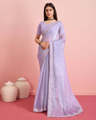 Peaceful Burberry Silk Purple Color Saree