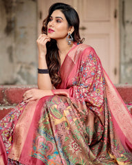 Elegant Pink Color Digital Printed Saree