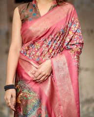 Elegant Pink Color Digital Printed Saree