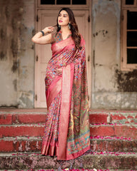 Elegant Pink Color Digital Printed Saree