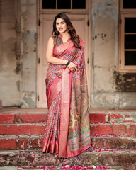 Elegant Pink Color Digital Printed Saree