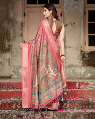 Elegant Pink Color Digital Printed Saree