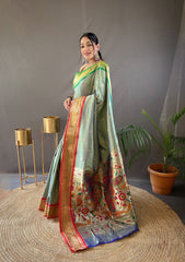 Preferable Green Color Paithani Saree