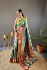 Preferable Green Color Paithani Saree