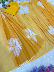 Awesome Yellow Color Ready To Wear Georgette Saree