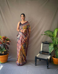 Fantastic Yellow Color Cotton Saree