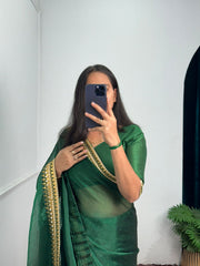 Unique Green Color Burbary Silk Saree