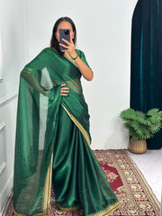 Unique Green Color Burbary Silk Saree