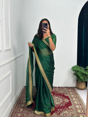 Unique Green Color Burbary Silk Saree