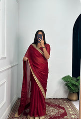 Unique Red Color Burbary Silk Saree