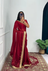 Unique Red Color Burbary Silk Saree