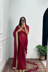 Unique Red Color Burbary Silk Saree