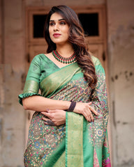 Designer Perrot Color Digital Printed Saree