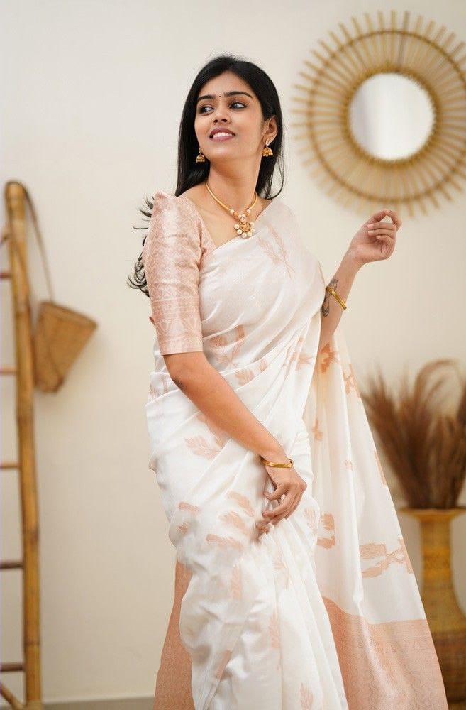 Imposing Off White Color Banarasi Silk Saree