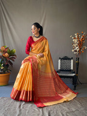 Precious Orange Color Jacquard Saree