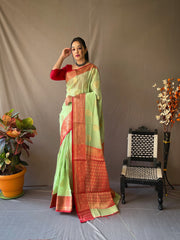 Precious Green Color Jacquard Saree