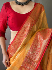 Precious Orange Color Jacquard Saree