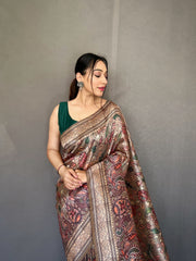 Fancy Green Color Printed Silk Saree