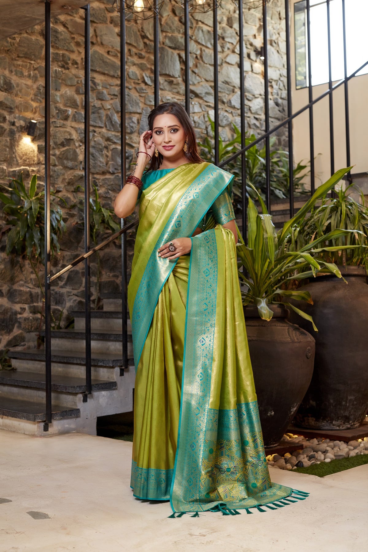 Exotic Lemon Color Tissue Silk Saree