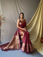 Embellished Red Color Jacquard Saree