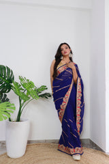 Glimmering Georgette Blue Color Saree