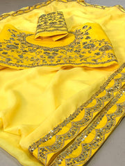 Exotic Sequence Haldi Wear Yellow Color Saree