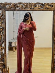 Charming Maroon Color Ready To Wear Georgette Saree