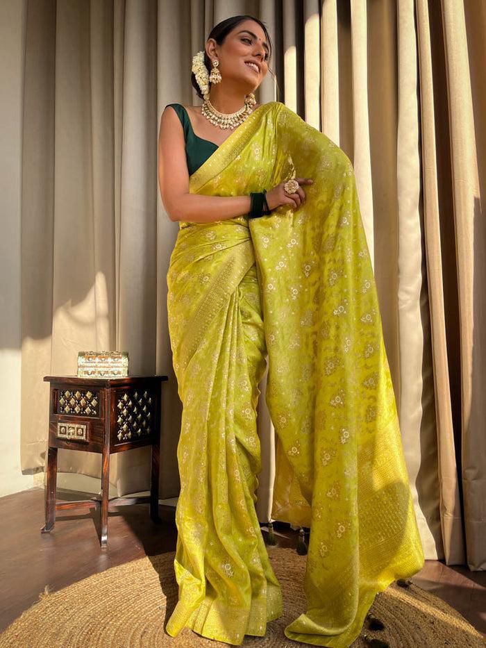 Adorable Haldi Wear Yellow Color Lichi Silk Saree