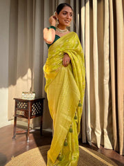 Adorable Haldi Wear Yellow Color Lichi Silk Saree