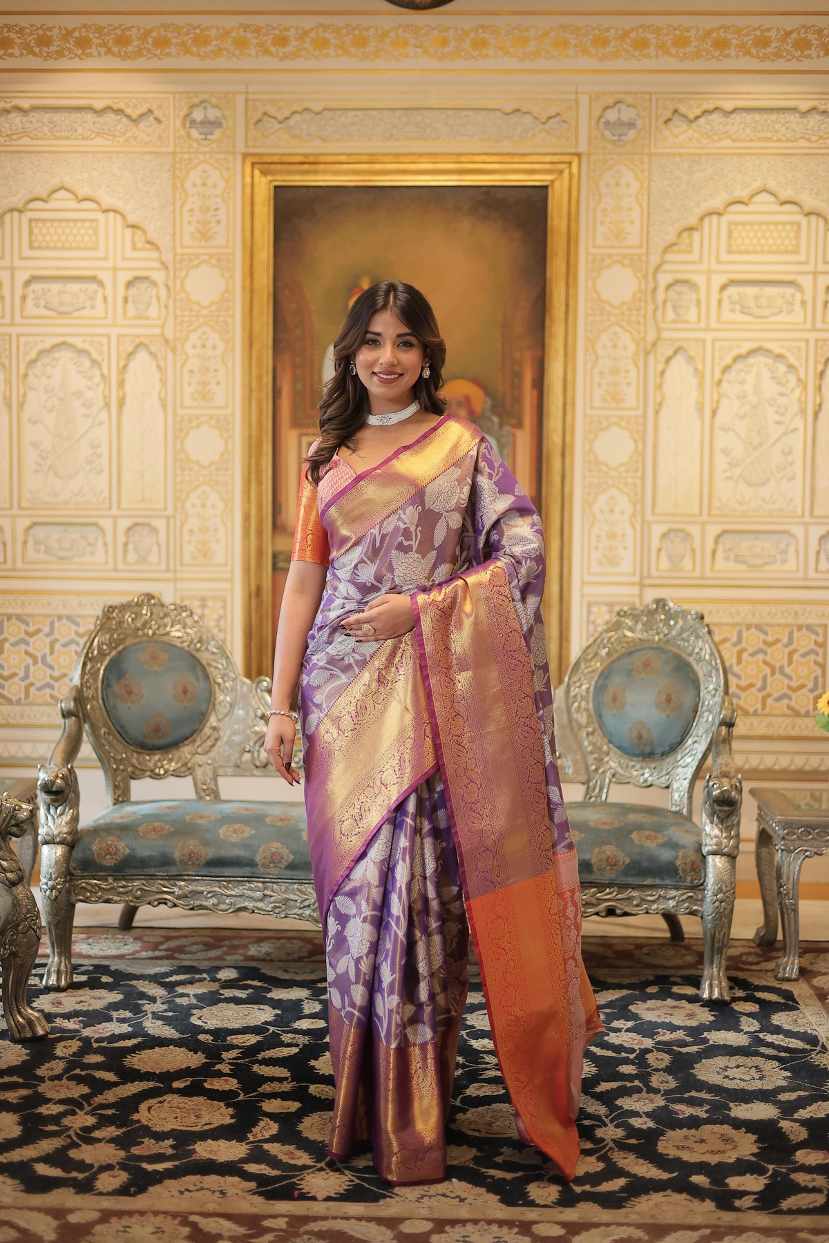 Marvelous Kanjivaram Purple Color Silk Saree