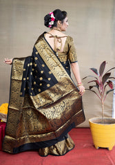 Preferable Banarasi Silk Black Color Saree