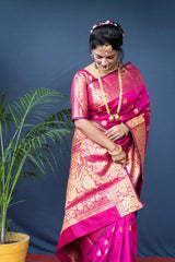 Preferable Banarasi Silk Pink Color Saree