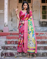 Designer Digital Printed Pink Color Saree