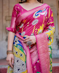 Designer Digital Printed Pink Color Saree