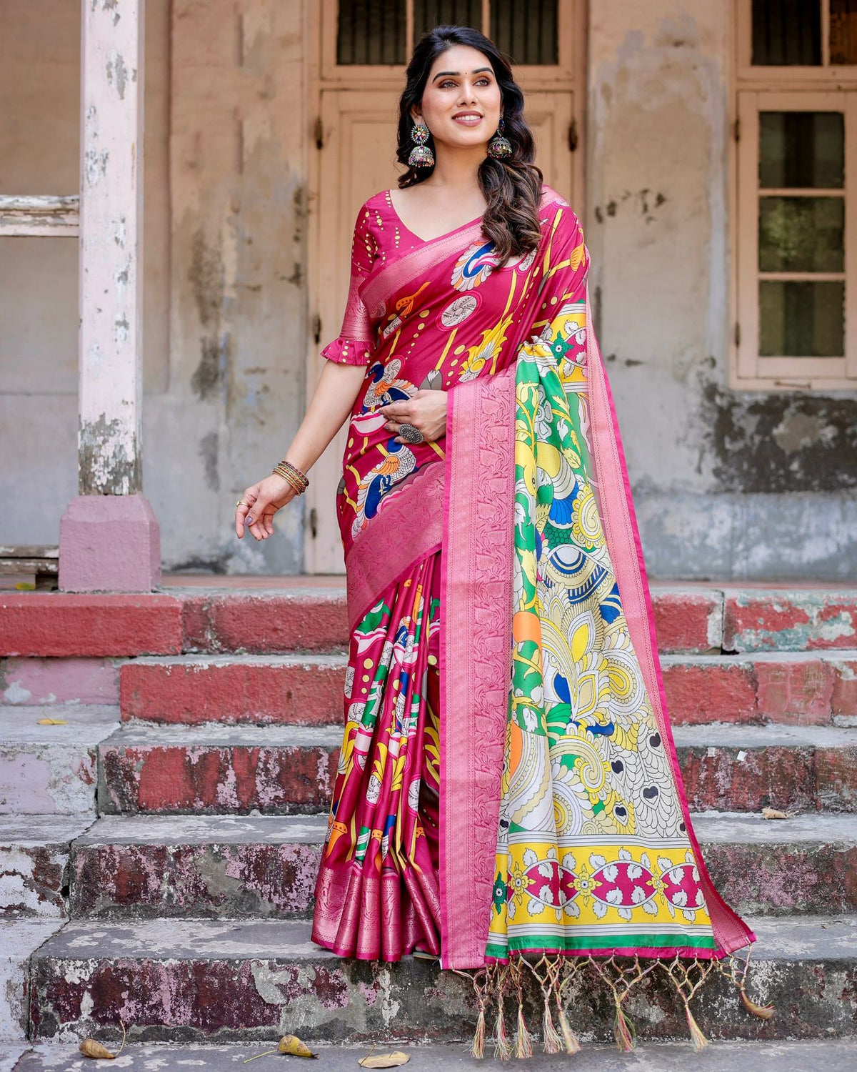 Designer Digital Printed Pink Color Saree