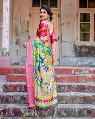 Designer Digital Printed Pink Color Saree