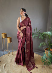 Glorious Jacquard Maroon Color Saree