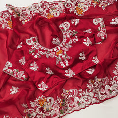 Unique Jimmy Choo Red Color Saree