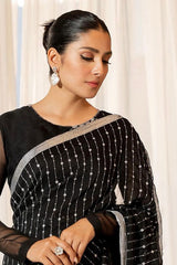 Beautiful Georgette Black Color Saree